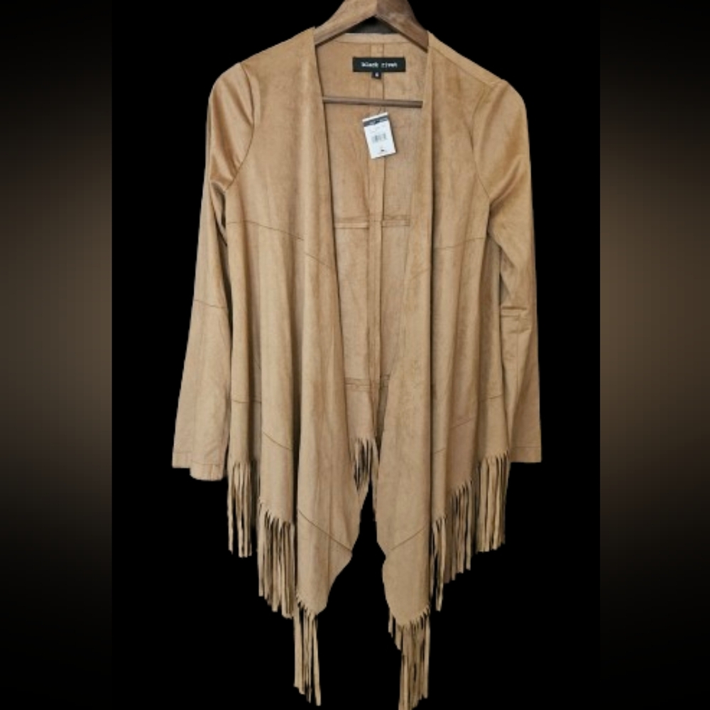 NWT Black Rivet Faux Suede Open Jacket